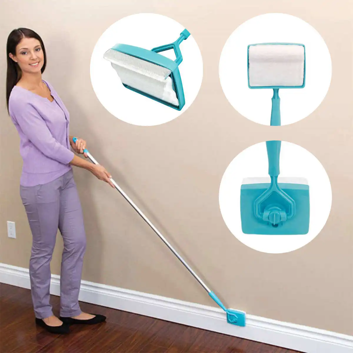 

Multi-function Long Handle Household Cleaner Brush Adjustable Set 360 Degree Microfiber Baseboard Buddy Extendable Duster