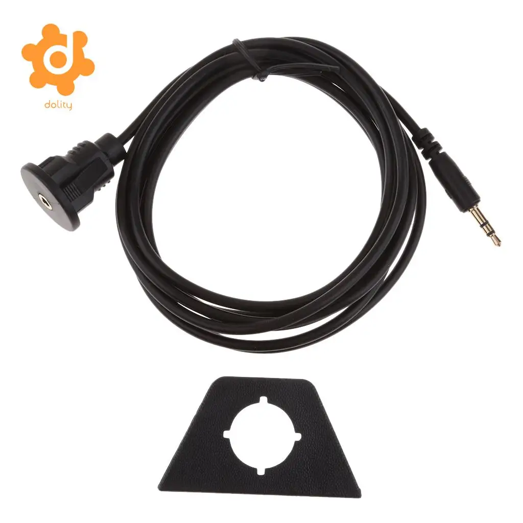 3.5mm Male to 3.5mm Female Dashboard Flush Mount 3.5mm 1/8 AUX Audio Extension Cable for Car Boat Motorcycle 2 Meter