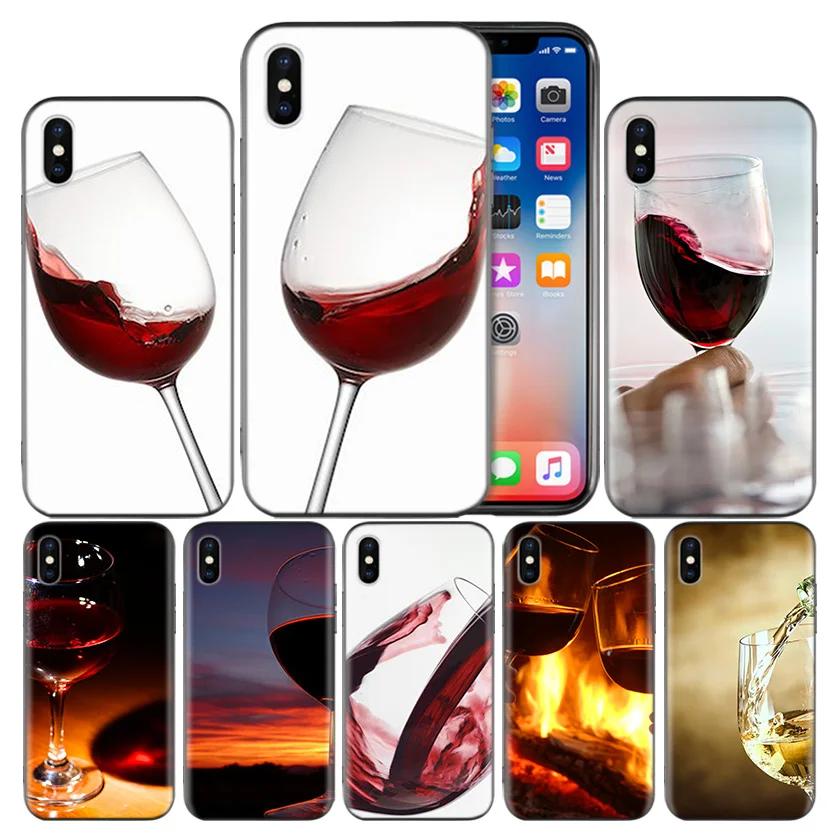 

Glass Of Red Wine Frosted Fundas Hull Case For Apple iPhone 7 8 6 6S Plus X XS MAX XR 5 5S 5C SE 10 Ten Protect Cover Coque