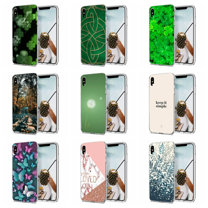 Silicone Case For iPhone 7 7Plus 6 6S 6Plus XR XS Max Soft TPU Cover Flower Leaves Bird 8 Plus X E125 |
