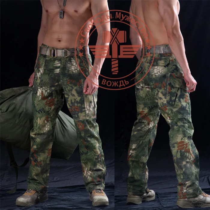 Мужские военные тактические охотничьи брюки со змеиным камуфляжным принтом, мужские армейские брюки с принтом Тифона, мужские брюки ht137 - Цвет: army green