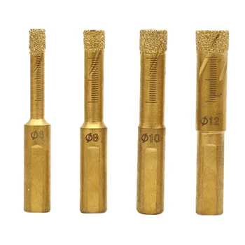 

4Pcs/Set Dry Diamond Drill Bits For Porcelain Granite Tile Glass Ceramics Marble 6Mm-12Mm