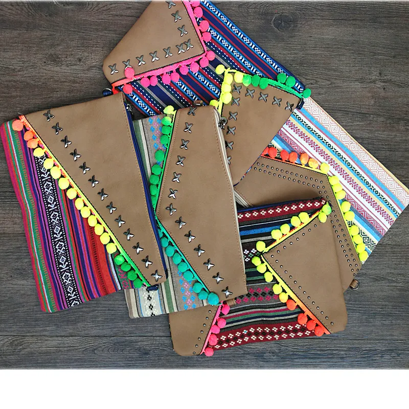 بوهيميا برشام حقائب النساء بو الجلود crossbody أكياس سلسلة أكياس العلامة التجارية يوم براثن