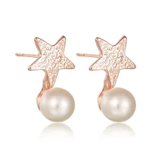 Богемные серьги из розового золота и металлического сплава с маленькими звездами, имитация жемчуга, Женские Простые Модные новые серьги, Женские Ювелирные изделия, подарок