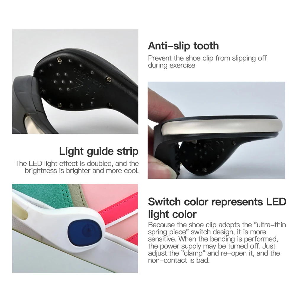 JXSFLYE Night Led shoe clip for useful Tool Outdoor Clip shoe safety flash Glowing lighting for running Cycling bike 1 pair lamp