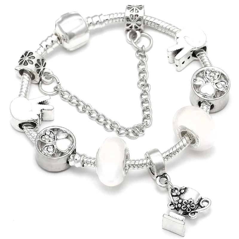 925, модная Серебряная бабочка, браслеты с подвесками для женщин, мужчин, влюбленных, пара,, сердце, бусины, браслет, браслет, ювелирное изделие, подарки