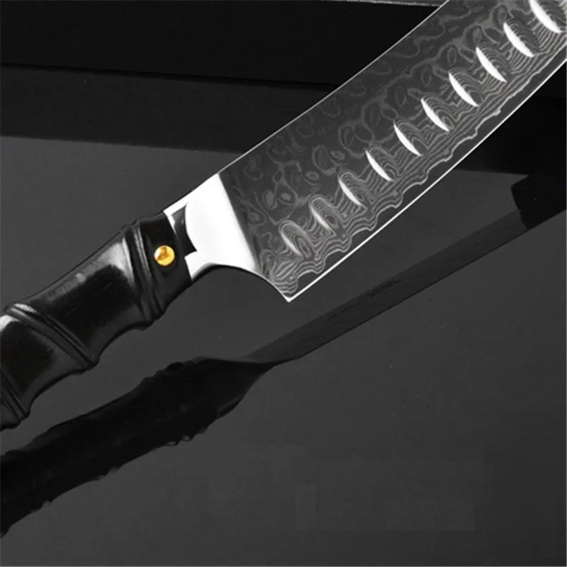 8 дюймов нож шеф повара Santoku Дамаск забитое Рифленое лезвие на ядре VG10 Палисандр