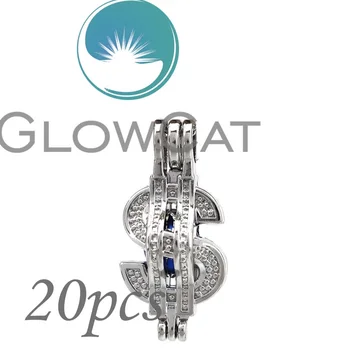 

20x KK753 American Currency Symbol Dollar Stone Beads Cage Locket Pendant Essential Oil Diffuser Pearl Cage Jewelry Making