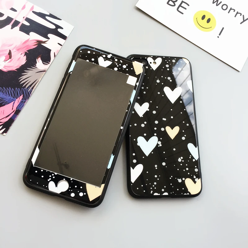 Черный Стекло чехол для iPhone X 10/8 plus, 7, 7Plus закаленное Стекло для iPhone 6 6 S plus чехол lover Кот яркий экран из закаленного стекла