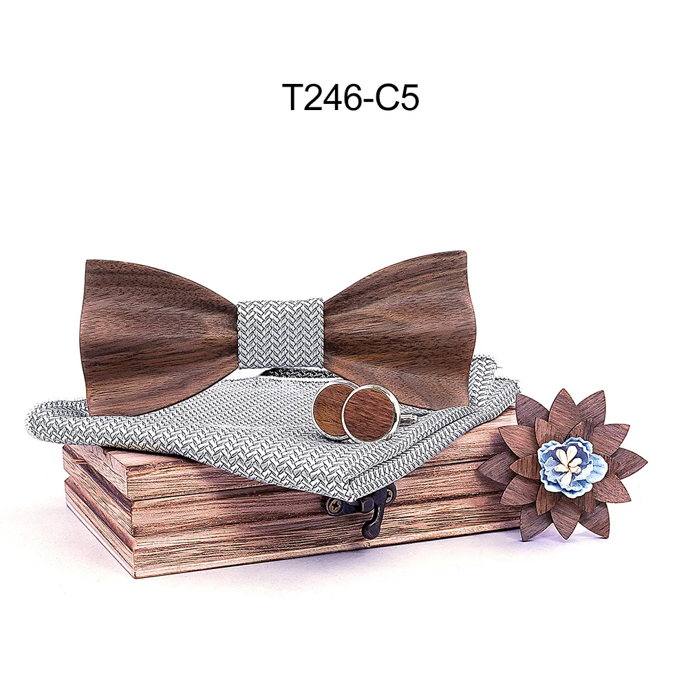 Прямая продажа с фабрики 3D черный орех галстук-бабочка мужской свадебный деревянный галстук-бабочка запонки квадратный набор полотенец