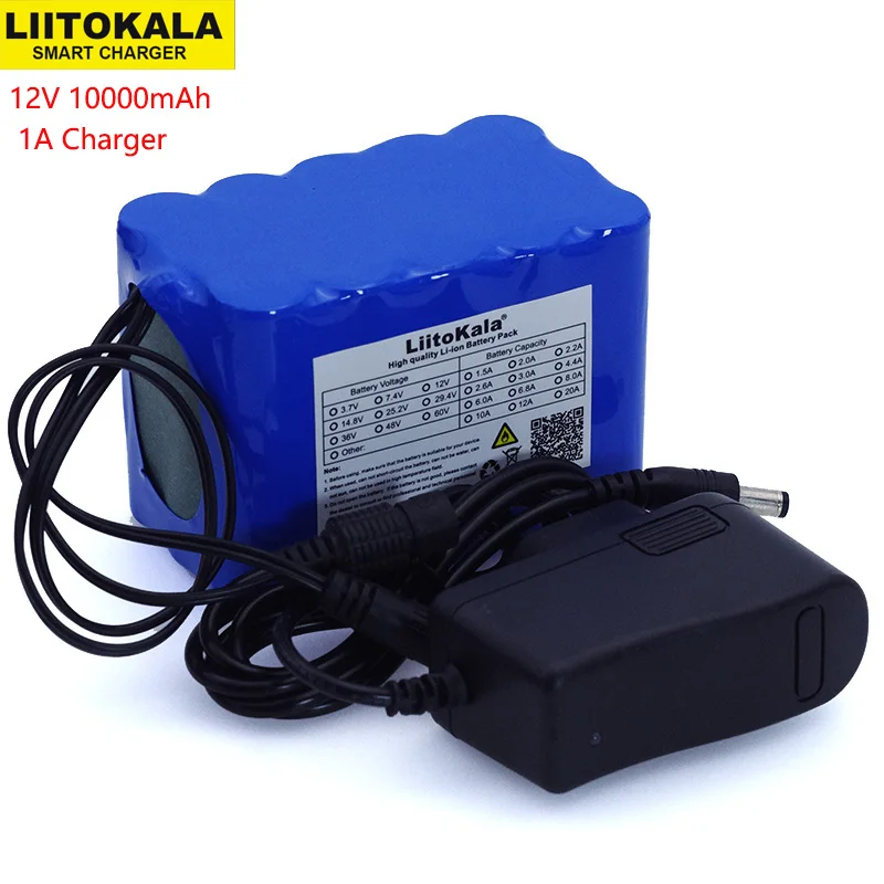 Литий ионный аккумулятор Liitokala 12 В 10 А · ч 18650 6 10000 мА с защитной платой BMS