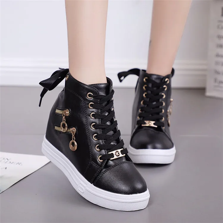 Womens Platform Creeper Brogue Lace Up Wedge High Heels Patent Leather Shoes Sz 