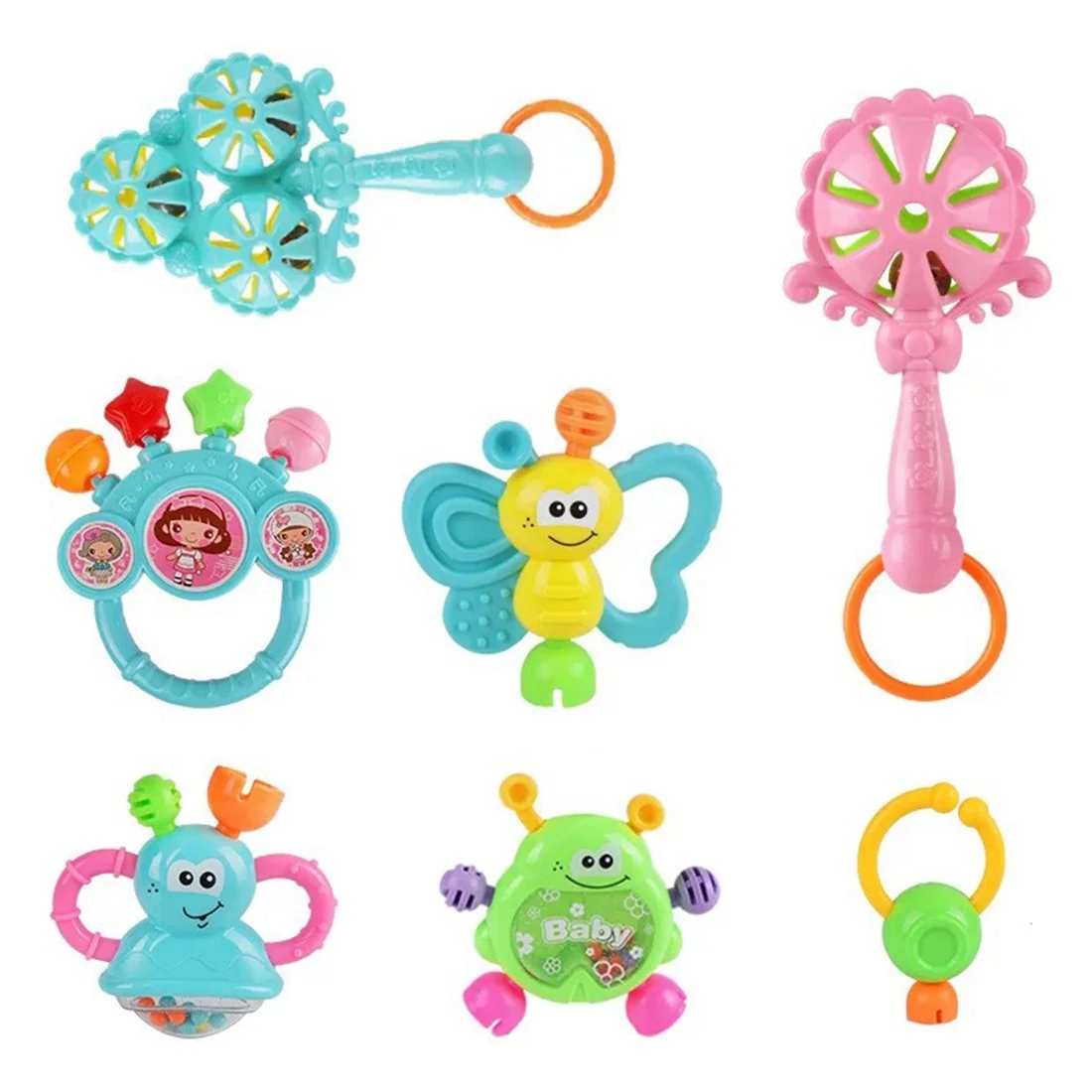 HOT SALE Set of 7 baby teether rattle baby rattle newborn baby 0 1