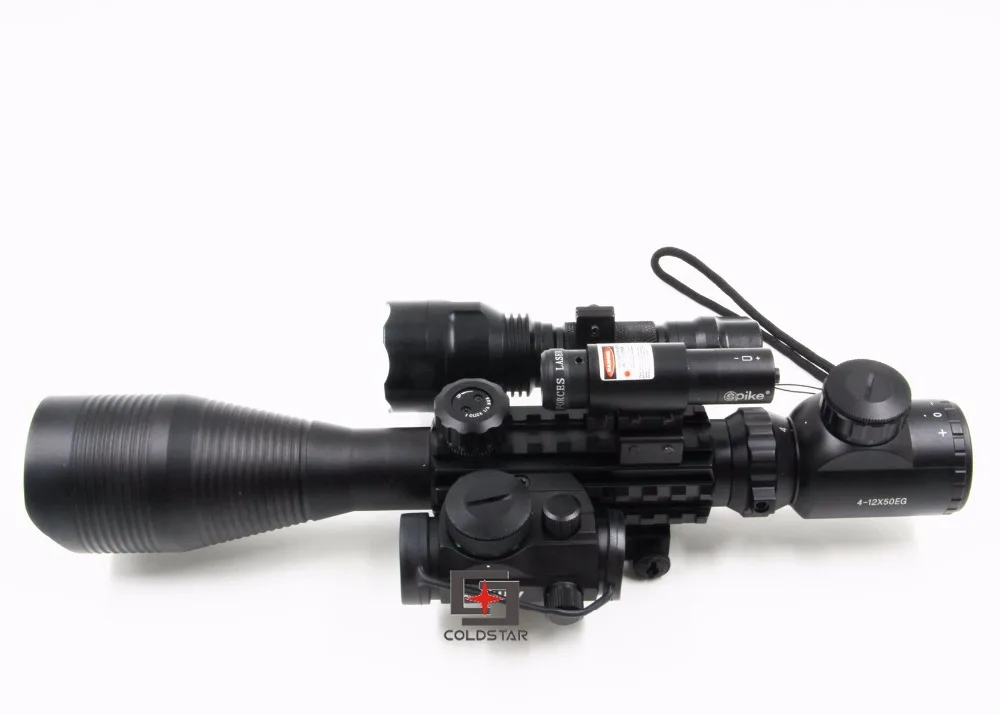 

Airsoft C4-12X50EG Compact Combo Optical Rifle Rail Scope & T6 LED Hunting Flashlight C8 Torch Flash Light & Red dot sight