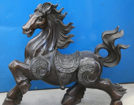 

JP S0524 20" Chinese Zodiac Bronze Successful War Running Folk Horse Money Wealth Statue Discount 35%