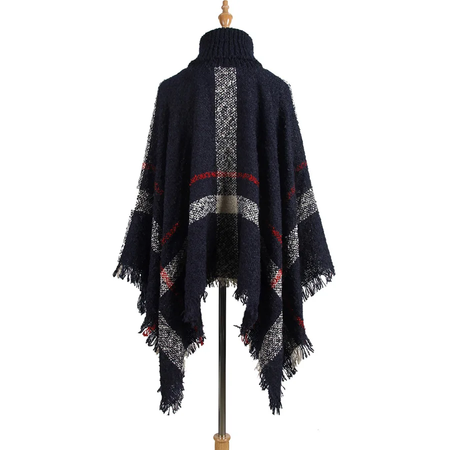 LOGAMI пончо стильное пальто осень зима пончо Вязание водолазка женские длинные пончо и накидки-свитера пуловеры Pull Femme