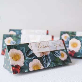 

50pcs Creative Hand-painted tropical rainforest Flower Leaf Green Candy Boxes Bomboniere Wedding Favors Party Gift Box wrapper