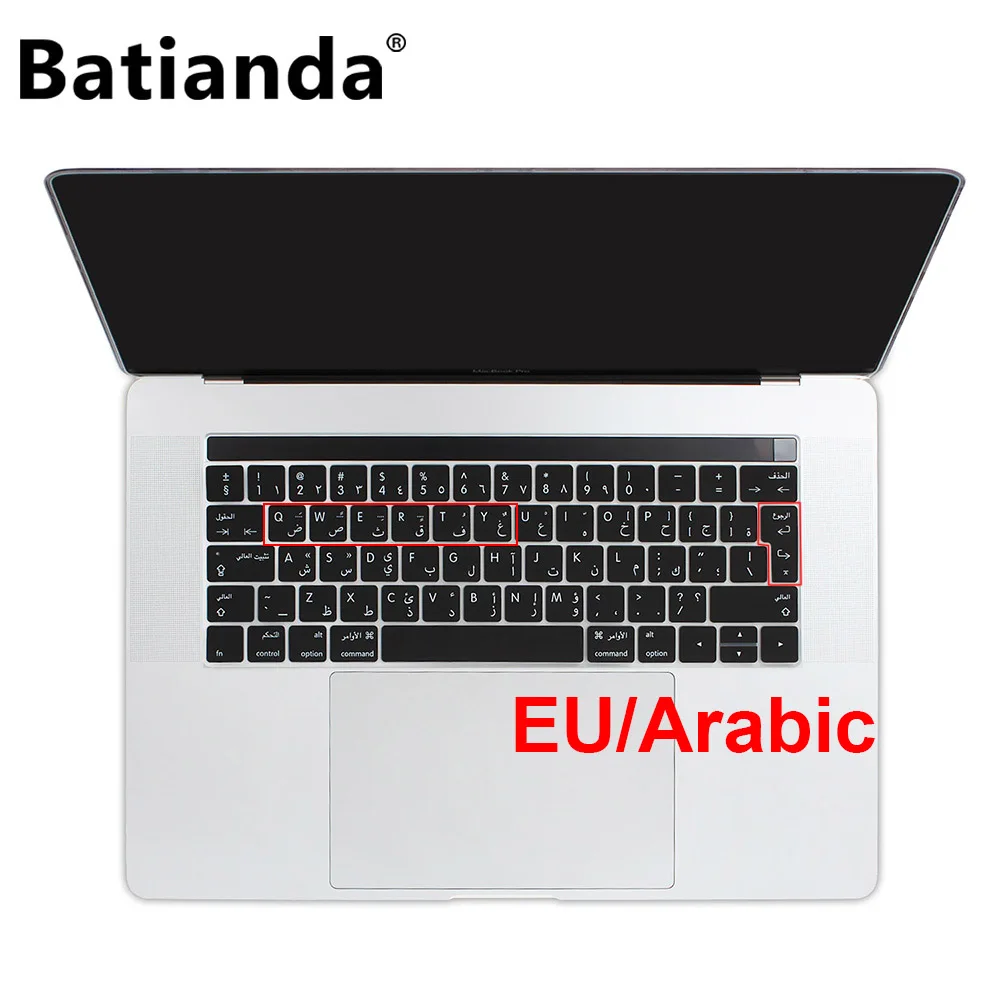 

Euro Version Arabic Silicone Keyboard Cover Skin for Macbook 2016 2017 2018 2019 Pro 13 15 Retina & Touch Bar Sticker Key Skin