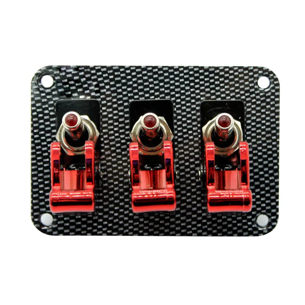 12V Toggle Switch Racing Ignition Engine Relays Carbon Fiber Surface Panel With Toggle Switch & Cover