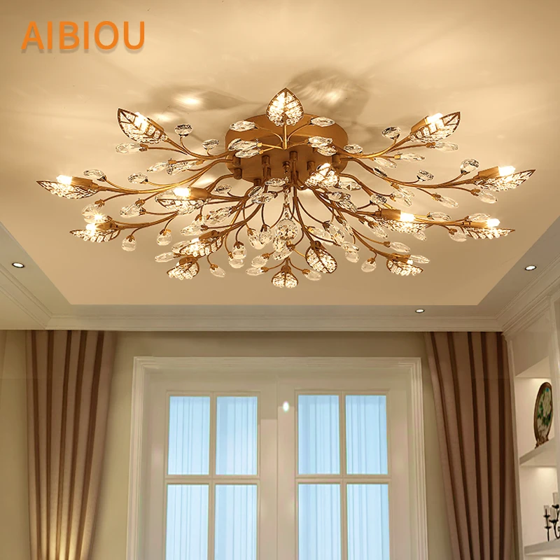 

AIBIOU Modern LED Ceiling Lights With Metal Lamp Body For Living Room Ceiling Lamp Crystal Ceiling Light Bedroom 220v Luminaire