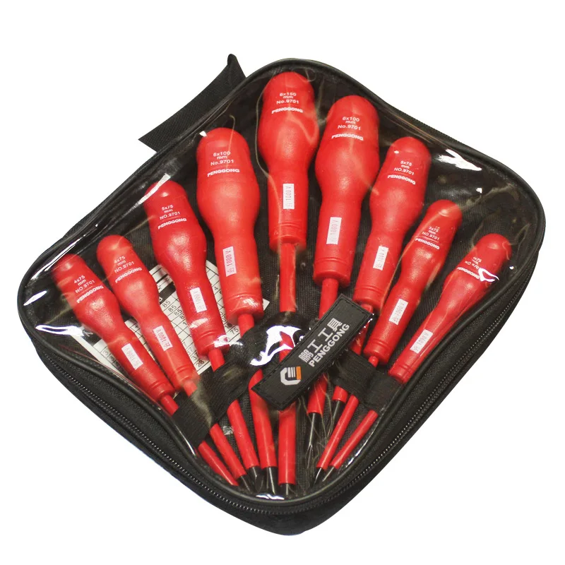 

9pcs/lot Insulated Screwdriver Set Red Electric Special Magnetic Precision High Pressure 1000V Slotted Phillips Manual Tool