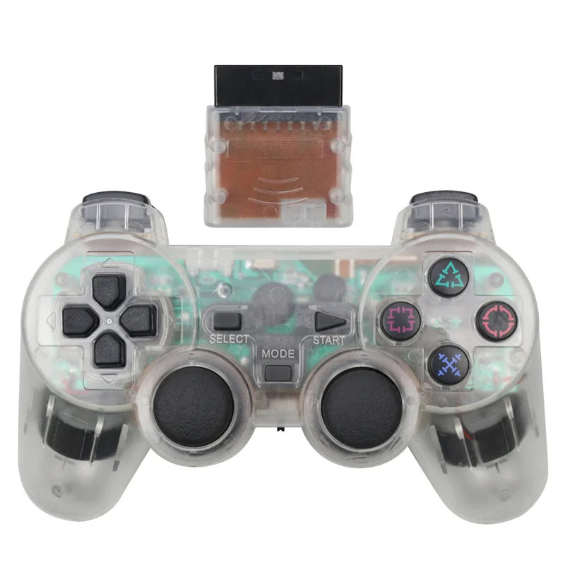 Для sony PS2 Bluetooth беспроводной контроллер прозрачный геймпад для sony Playstation 2 Джойстик 2,4G контроллер вибрации - Цвет: White