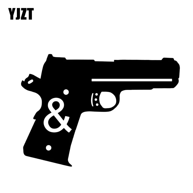 YJZT 14,2*10,1 см таинственный пистолет виниловая наклейка на машину мотоцикл высокое качество отделки графические аксессуары C12-0207