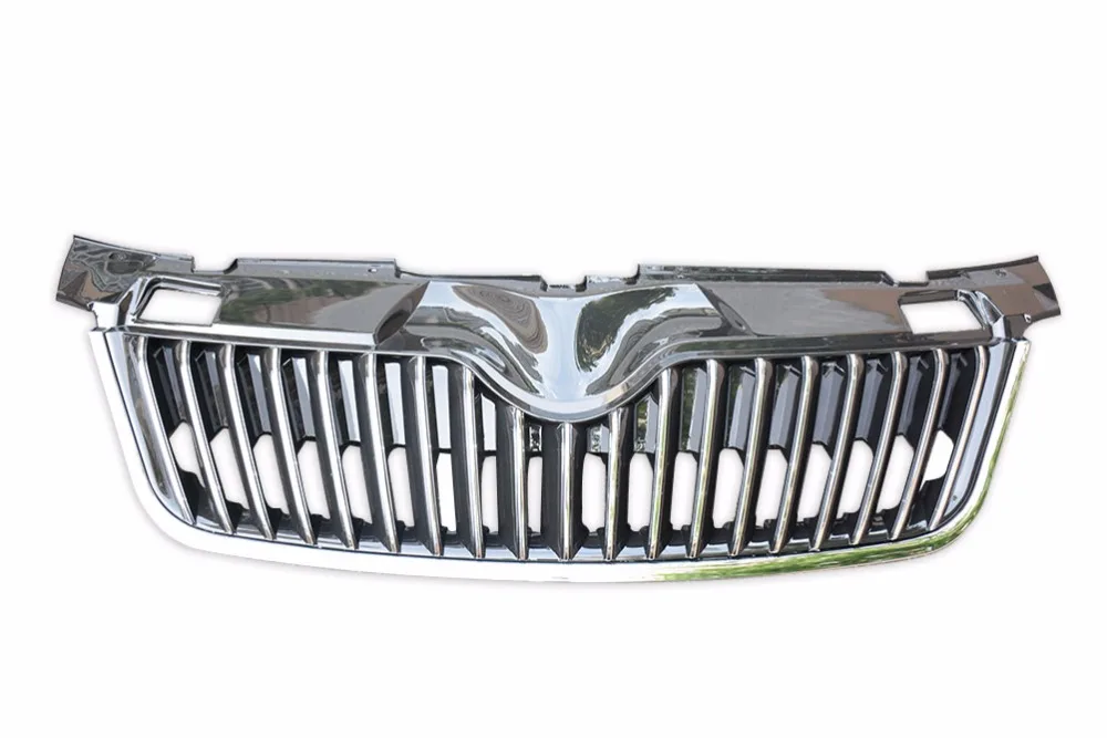 1Pcs Chrome Front Upper Bumper Hood Grille Grill For Skoda Fabia 2011