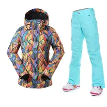 Gsou Snow Women Ski Suits Women Winter Outdoor Ski Wear Waterproof Breathable Skiing Jacket Pants Warmth Female Snowboard Sets dropshipping waterproof sportwear female ski suit women winter ski wear hooded jacket strap pants snow jacket and pants