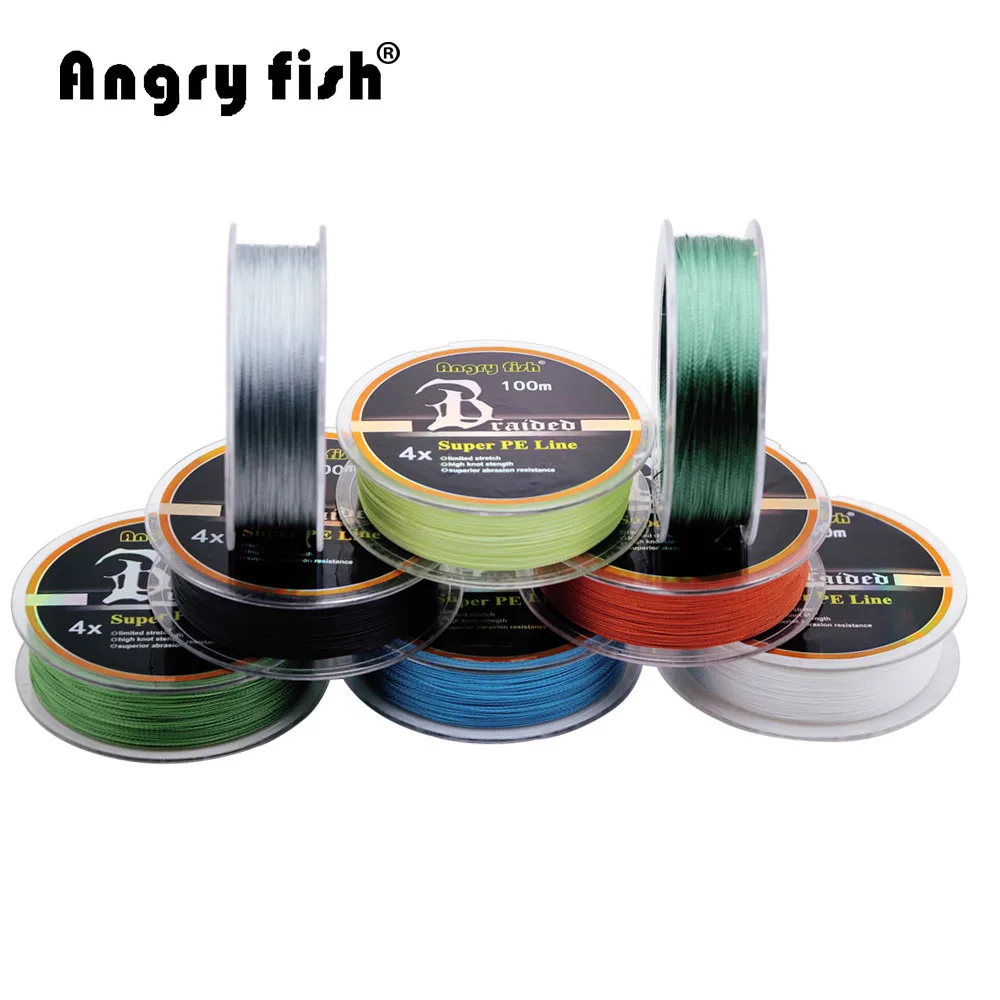 Angryfish Wholesale 100m 4 Strands Braided Fishing Line 11 Colors Super