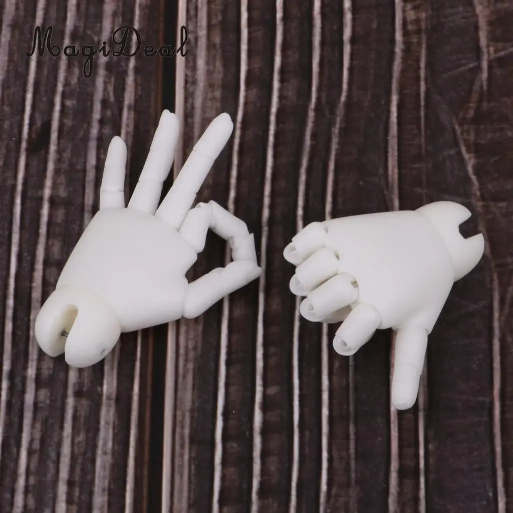 1/4 Resin Flexible Jointed Hands for BJD Dolls DIY Making Accessories White Skin