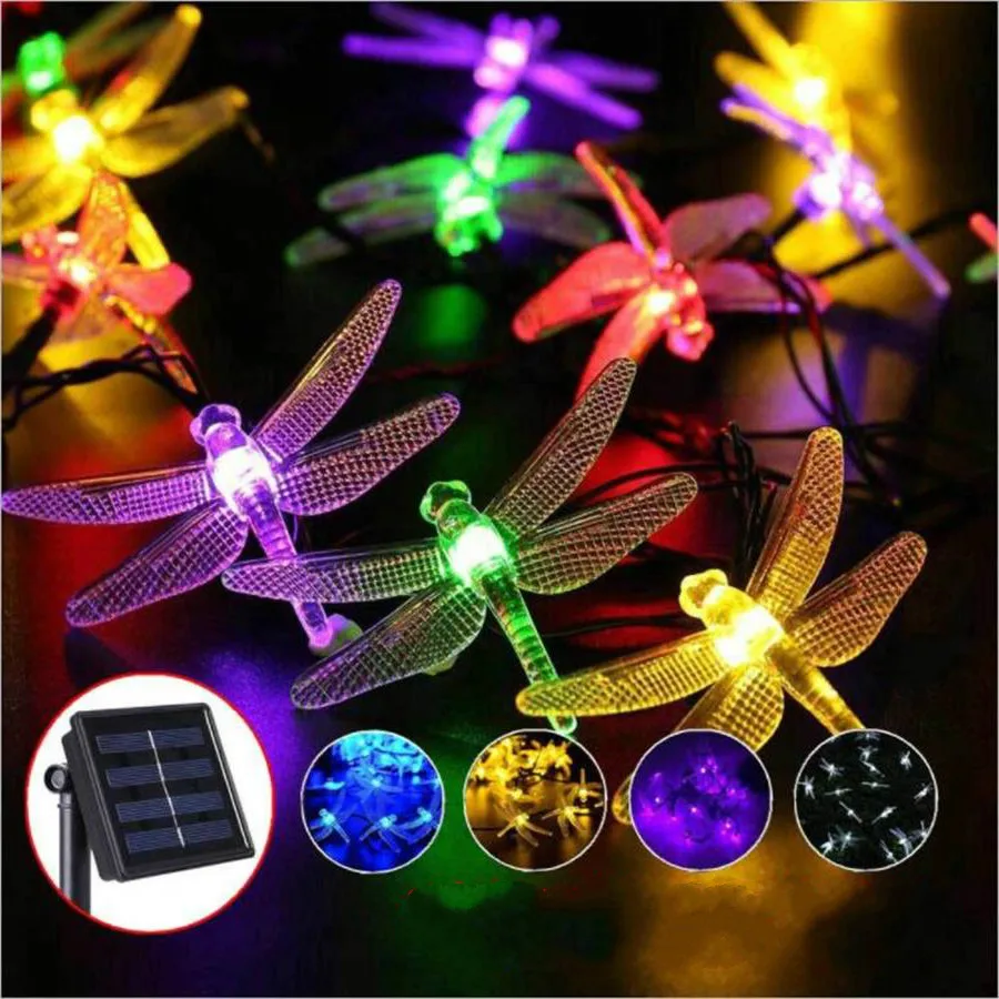 

20/30 LED Solar Lights LED Dragonfly Fairy String Light Christmas Garden Decorations for Home Outdoor LED Garden Solar Light
