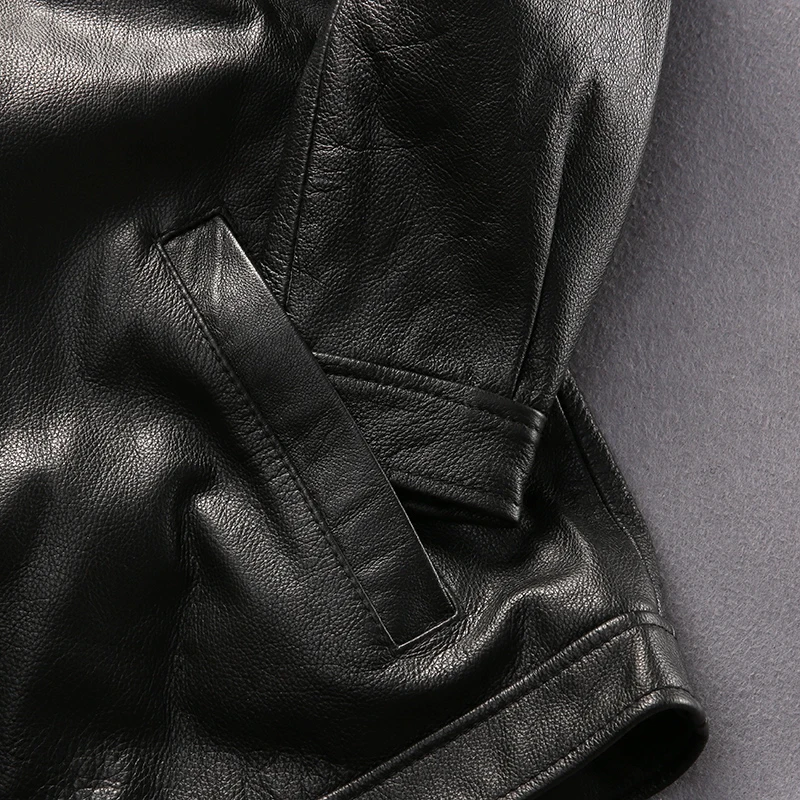 80% OFF simple design good quality coat men's cow leather jacket mens genuine cowhide leather vintage rider jacket