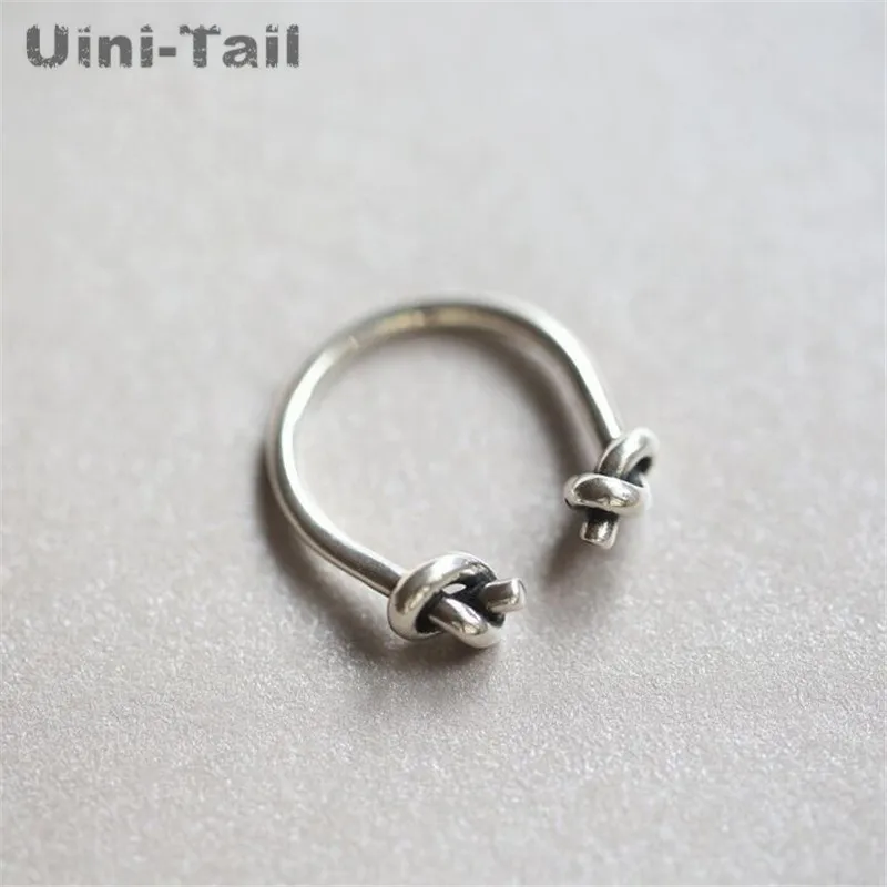 

Uini-Tail hot new 925 sterling silver creative retro knotted opening ring European and American fashion tide flow jewelry GN964
