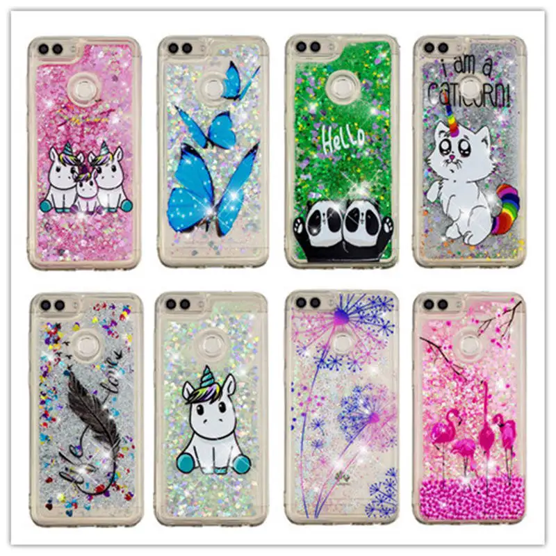 

Bling Quicksand Case For Huawei P Smart 3D Unicorn Dynamic Liquid Glitter Case For Huawei Enjoy 7S 5.65 inch Phone Case Cover