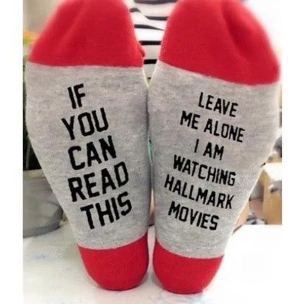 

1Pair Hallmark Movies Soft Socks Christmas Letters Printed Women Winter Warm Socks Gifts NFE99