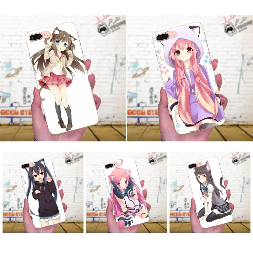 Силиконовый чехол с мультяшным аниме Kawaii Girl Cat для Galaxy A3 A5 A7 On5 On7 2015 2016 2017 Grand Alpha G850