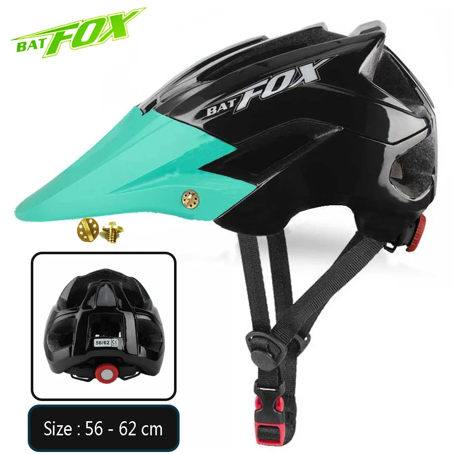 BATFOX велосипедный шлем, велосипедный шлем для мужчин и женщин, дышащий, Сверхлегкий, большой козырек, для горной дороги, для езды на велосипеде, Fietshelm, спортивный шлем - Цвет: Black Blue