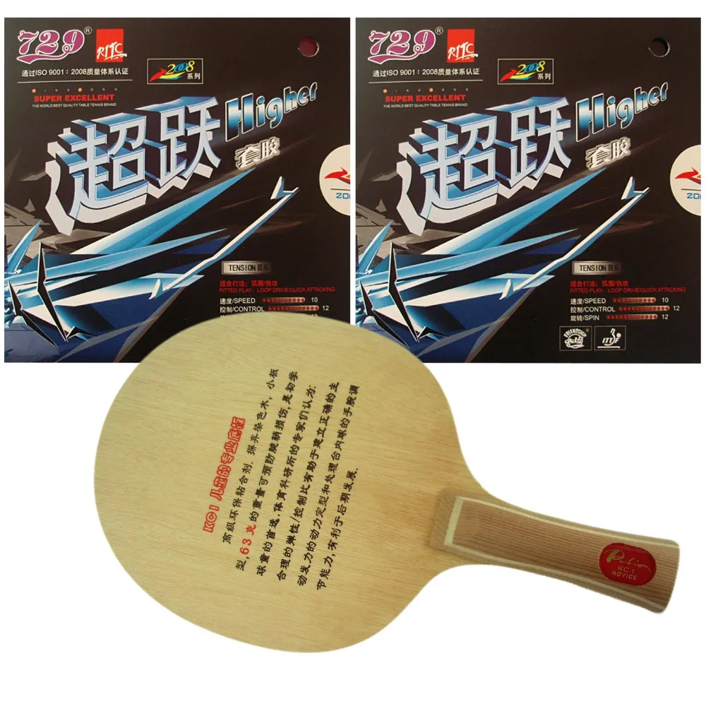 

Palio KC1 (for children) Blade with 2x RITC729 Higher Rubbers for a Racket Shakehand long handle FL