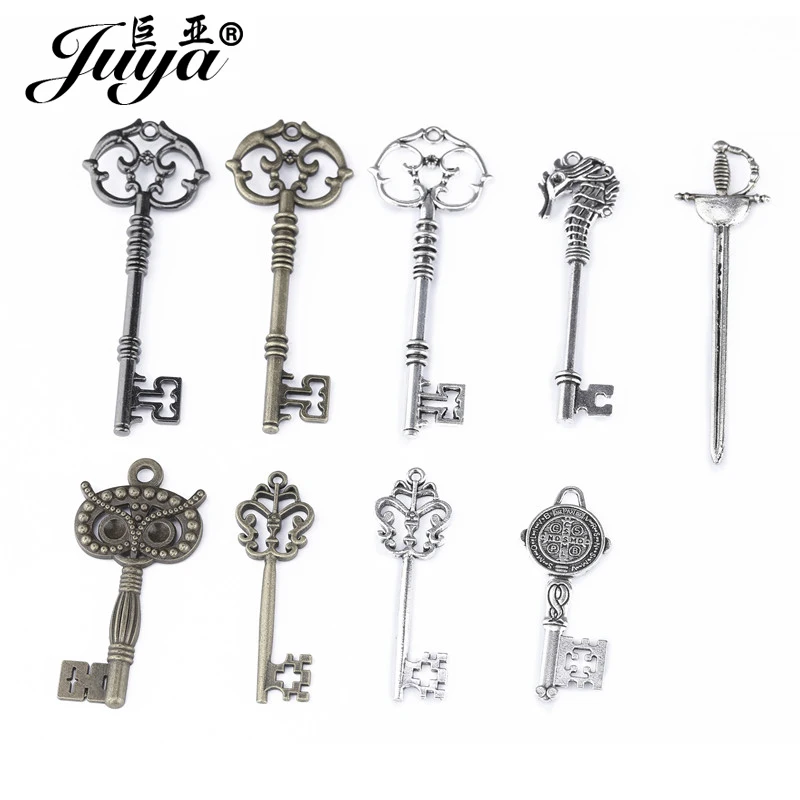 5pcs/lot Multiple Styles Zinc Alloy Key Charms Pendant 6 Ancient Jewelry Necklace DIY Making Accessories Findings Crafts | Украшения и