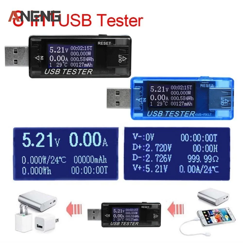 

8 in1 QC2.0 3.0 4-30v Electrical power USB capacity voltage tester current meter monitor voltmeter ammeter 40% off