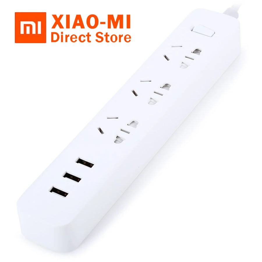 Дешево Оригинальный XiaoMi 3 Mi Smart Plug адаптация мощность полосы с 3 USB расширение стандартный разъем 1 2A 3 розетки для телефона планшеты PC