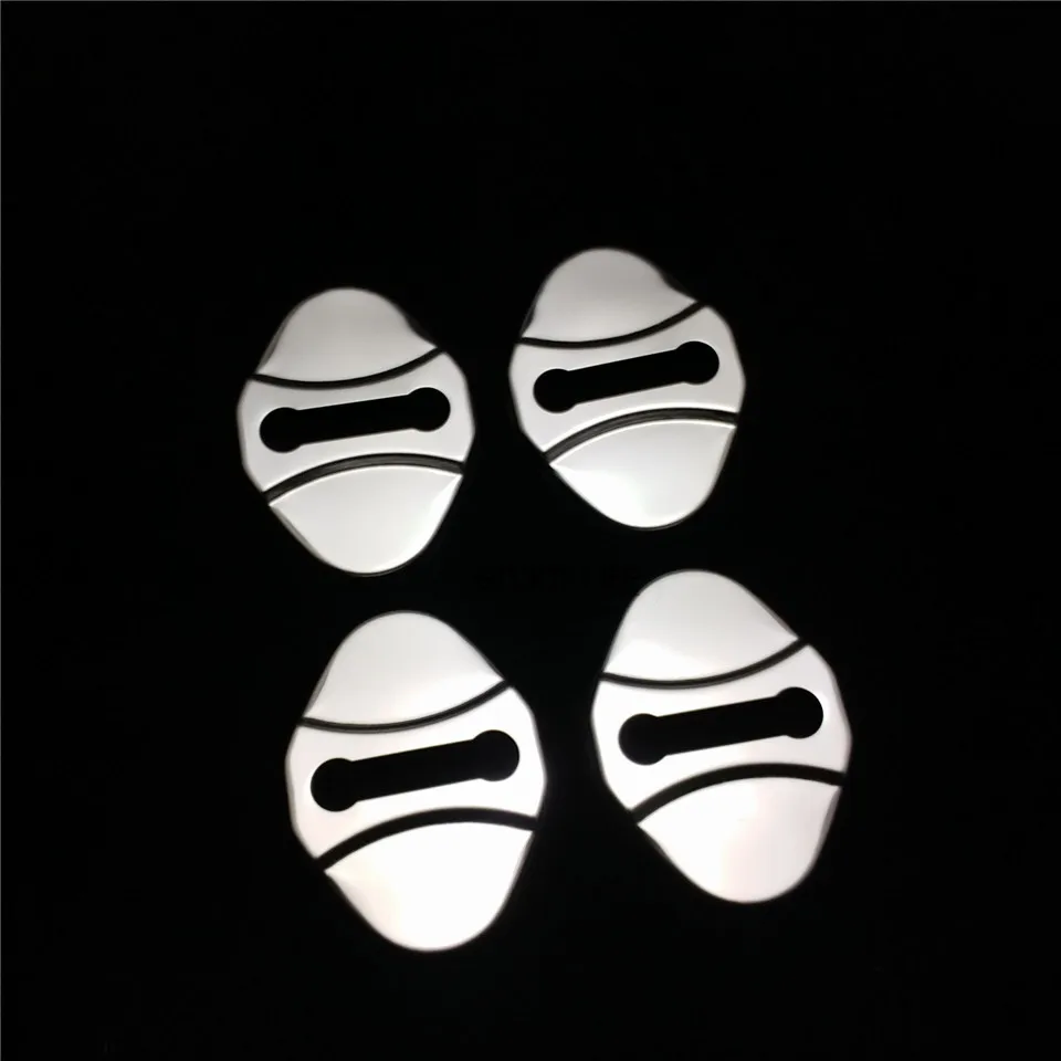 

4pcs Stainless Steel Car Door Lock Buckle Striker Cover Caps Sticker For LR Discovery Sport 2014 2015