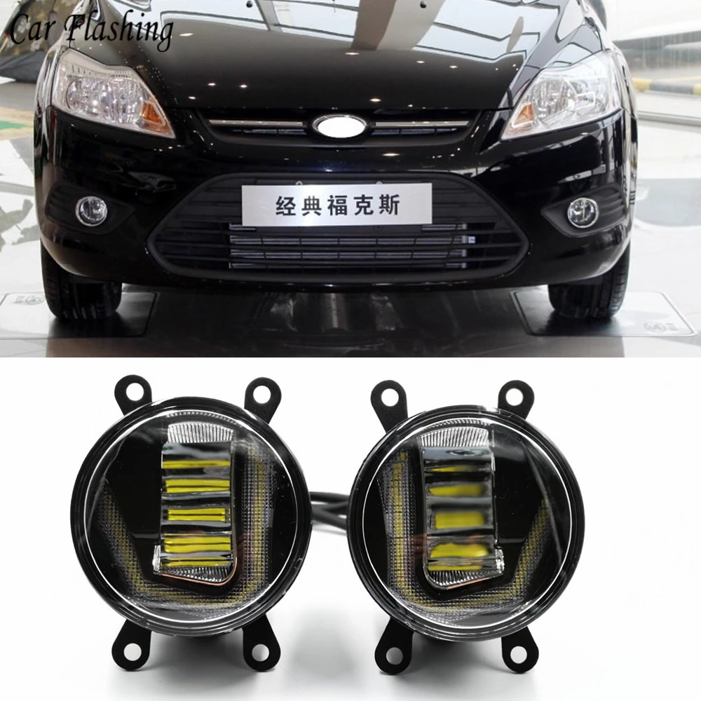 

2Pcs Fog Lamp Assembly Fog Light For Ford Focus 2/3 Fusion Fiesta Tourneo Transit 2001-2015 Led Fog Lights DRL Lamps