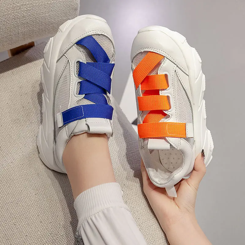 

YOUBROER Sneaker of Net Face Student Joker Thick Bottom Recreational Shoe Small White Shoe Female Shoes Air mesh