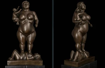 

Art Deco Sculpture Nude Woman Mother Hold Child Stand Man Bronze Statue Signed