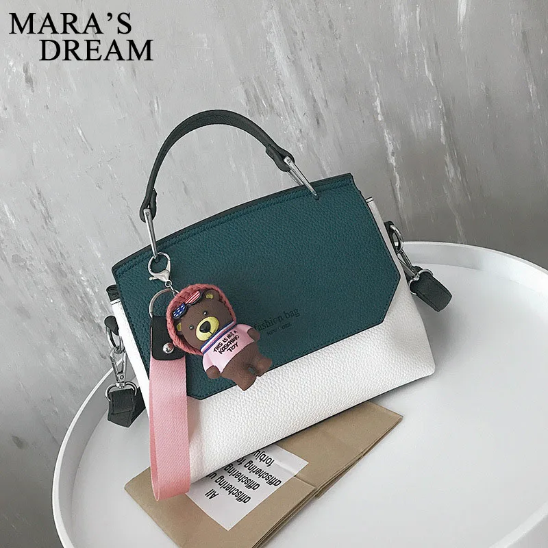 Mara's Dream, женская кожаная сумка, винтажная сумка, Лоскутная, цветная, сумки, высокое качество, кисточка, медведь, тоут, на плечо, Женская Ручная сумка - Цвет: A Green