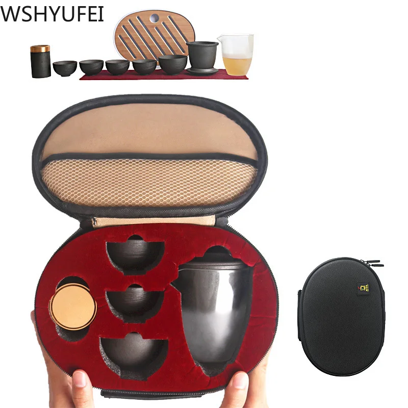 Outdoor travel tea set portable tea set home gift Kung Fu tea set drink set 1 can 5 cups simple and convenient dropshipping Outdoor travel tea set portable tea set home gift Kung Fu tea set drink set 1 can 5 cups simple and convenient dropshipping