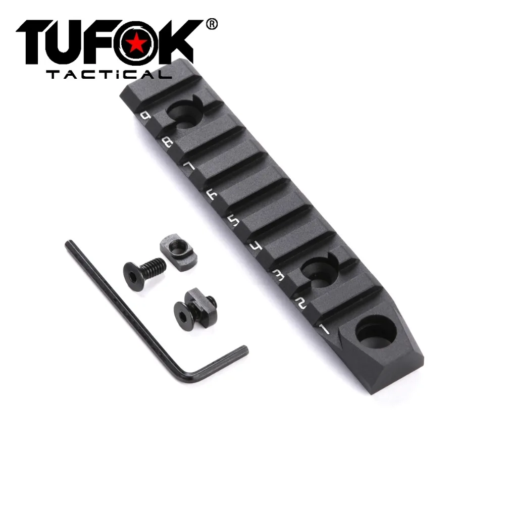 Крепление адаптер TuFok Keymod Picatinny Rail Section Bipod 9 слотов Weaver с поворотной розеткой для