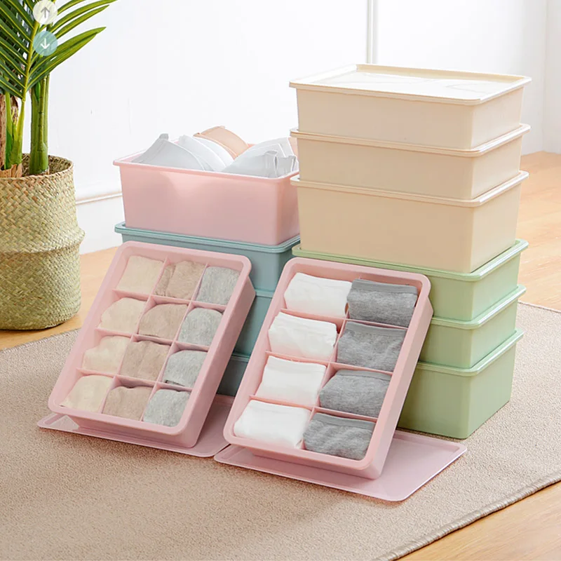 1 قطعة تخزين صناديق الملابس الداخلية مقسم درج بغطاء حجرة منظم الداخلية تنظيم للعلاقات الجوارب السراويل الصدرية